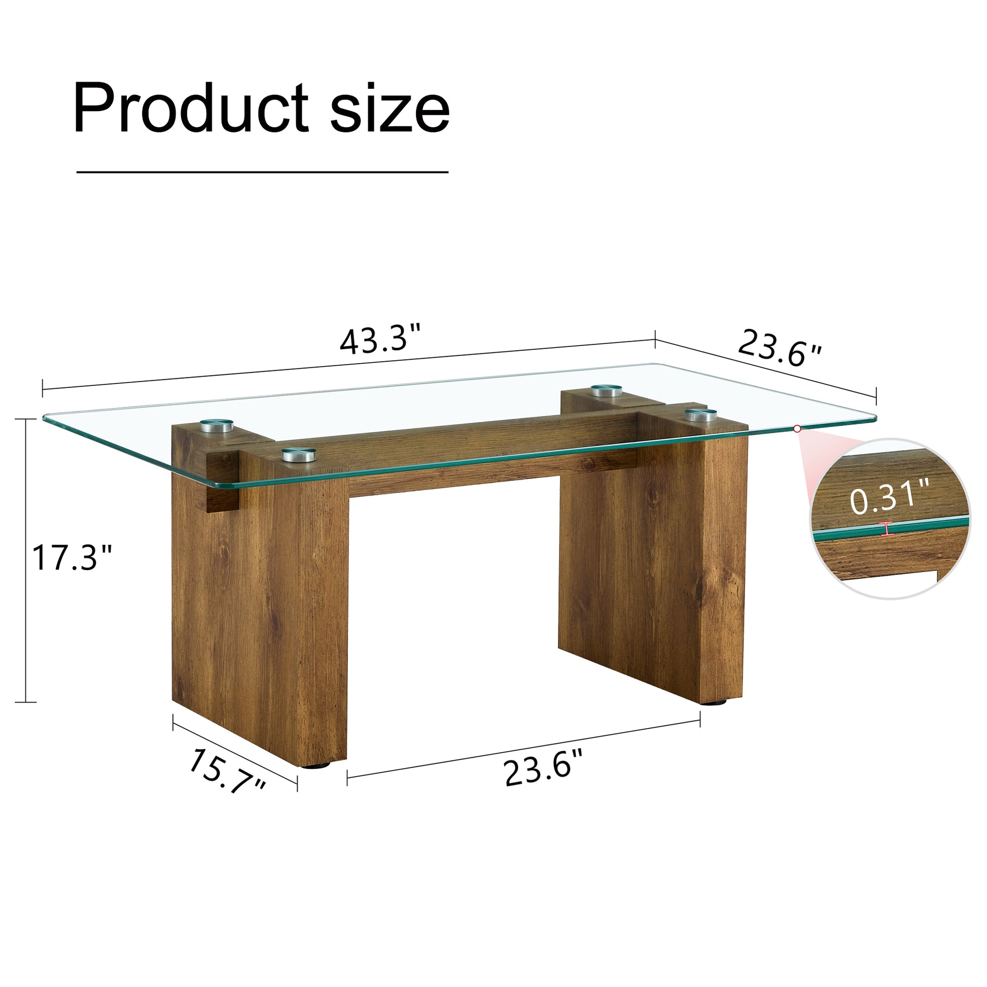 Modern Minimalist Transparent Tempered Glass Coffee Table And Dining Table, Paired With Wooden Mdf Decorative Columns. Computer Desk. Game Table. Ct 1546 Transparent Mdf Glass