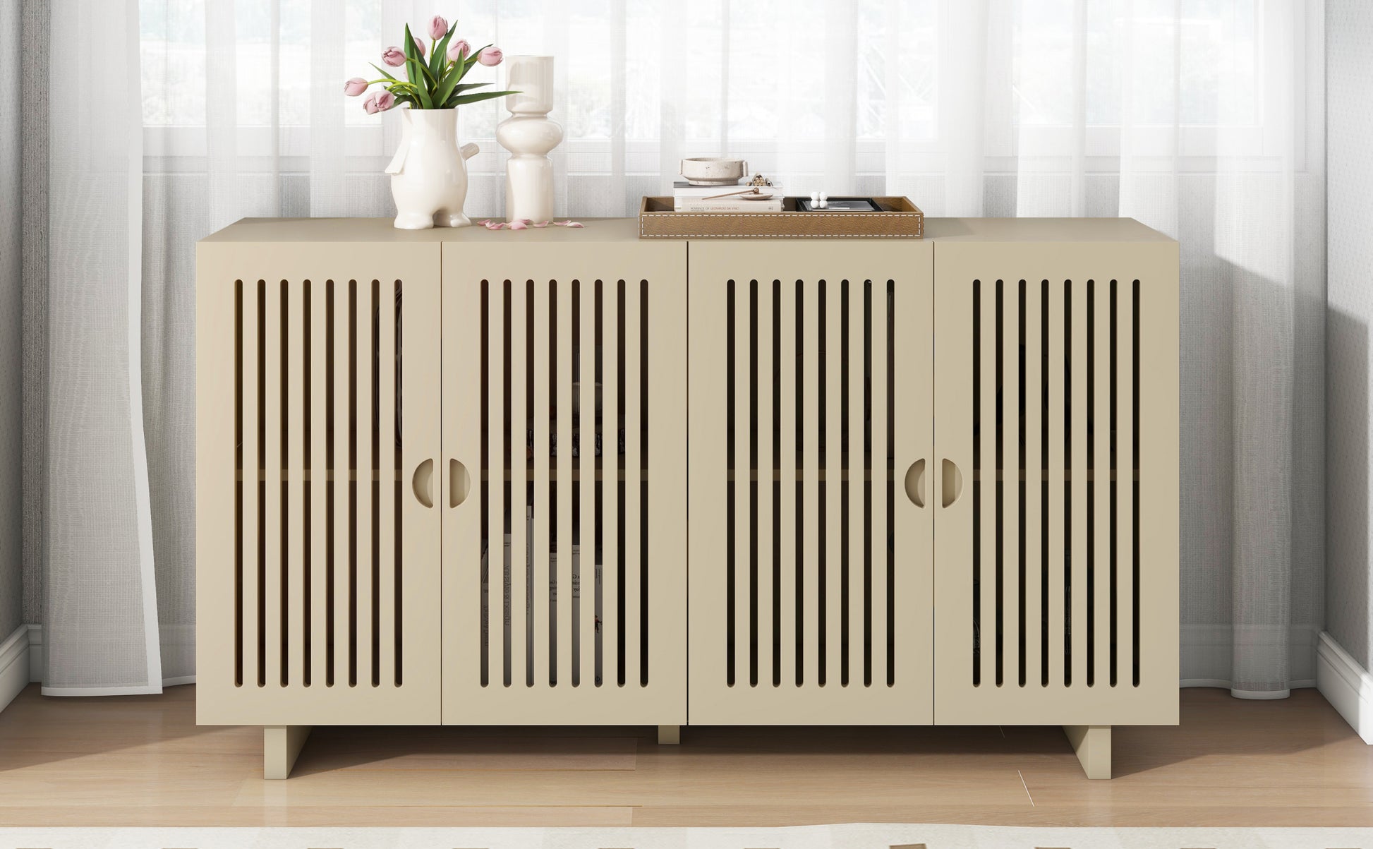 Modern Style Sideboard with Superior Storage almond-dining room-adjustabel shelves-mdf