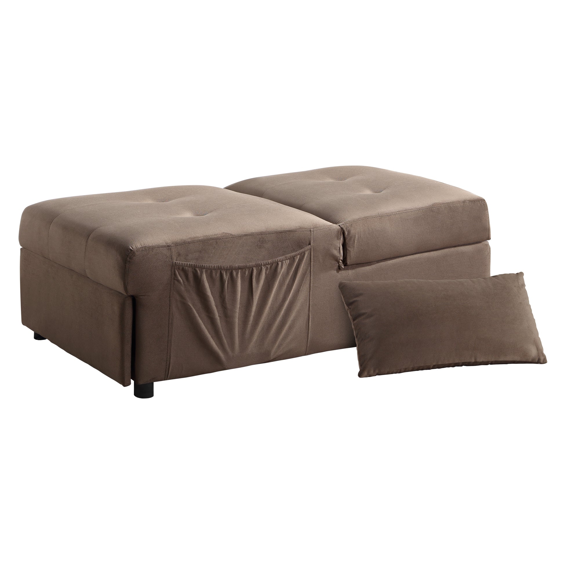 Modern Lift Top Storage Bench With Pull Out Bed 1Pc Brown Velvet Tufted Solid Wood Furniture Brown Velvet Brown Contemporary,Modern Flip Top Solid Wood