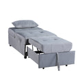 Modern Lift Top Storage Bench With Pull Out Bed 1Pc Gray Velvet Tufted Solid Wood Furniture Convertible Chair Gray Velvet Grey Contemporary,Modern Flip Top Solid Wood