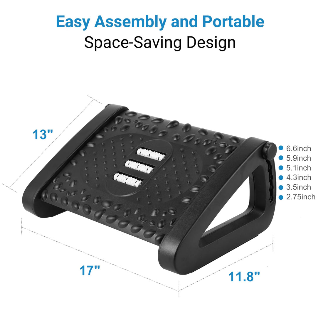 Under Desk Footrest, Tilt Gaming Desk Foot Stool Black, Adjustable Footrest For Under Desk With Roller, Office Foot Rest For Under Desk At Work Black Ergonomic Office Manual Plastic