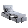 Modern Lift Top Storage Bench With Pull Out Bed 1Pc Gray Velvet Tufted Solid Wood Furniture Convertible Chair Gray Velvet Grey Contemporary,Modern Flip Top Solid Wood