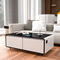 Modern Smart Coffee Table with Built in Fridge white+black-built-in outlets or usb-primary