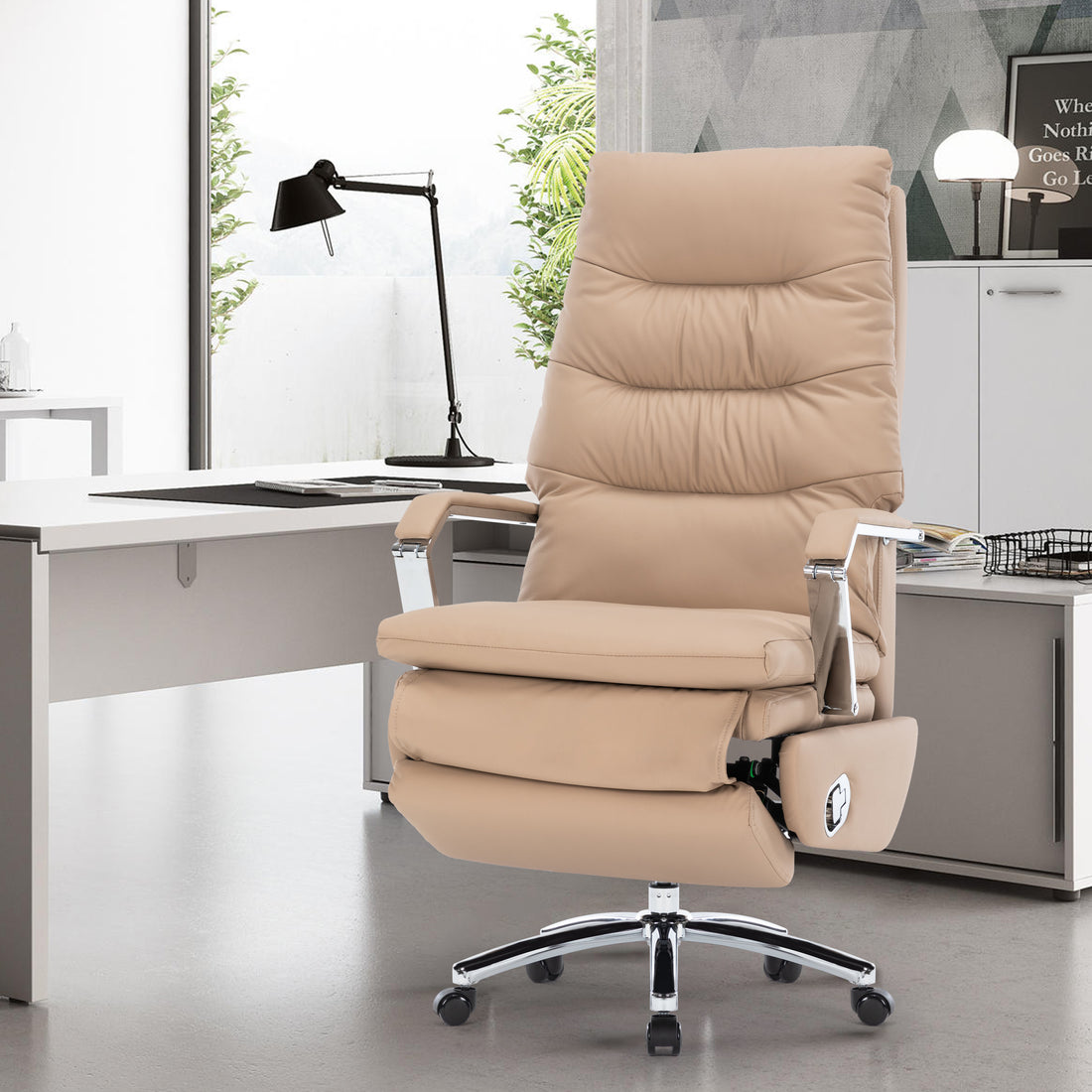 Reclining Office Chair Power Office Chair with caster-solid-office-handle-solid back-adjustable
