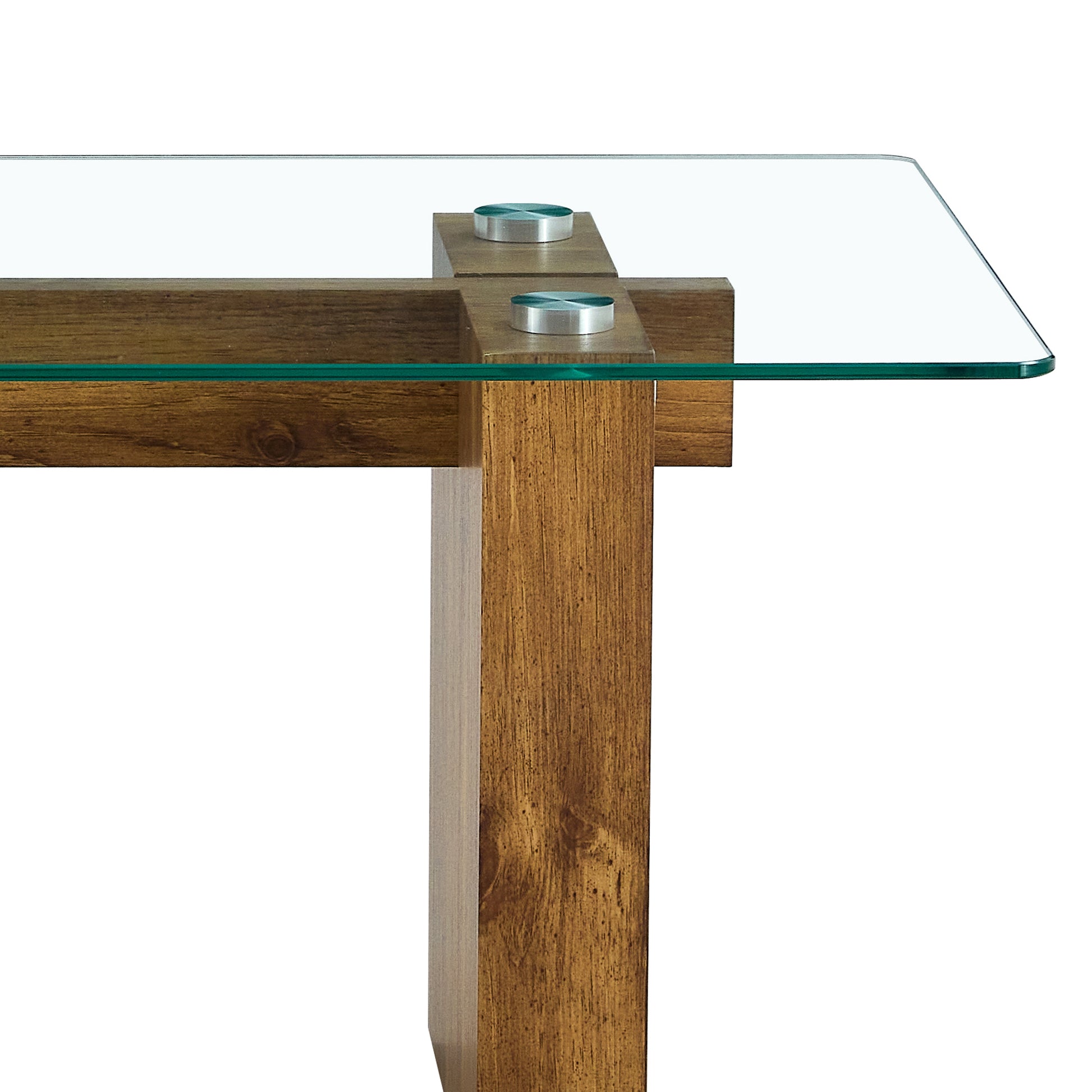 Modern Minimalist Transparent Tempered Glass Coffee Table And Dining Table, Paired With Wooden Mdf Decorative Columns. Computer Desk. Game Table. Ct 1546 Transparent Mdf Glass