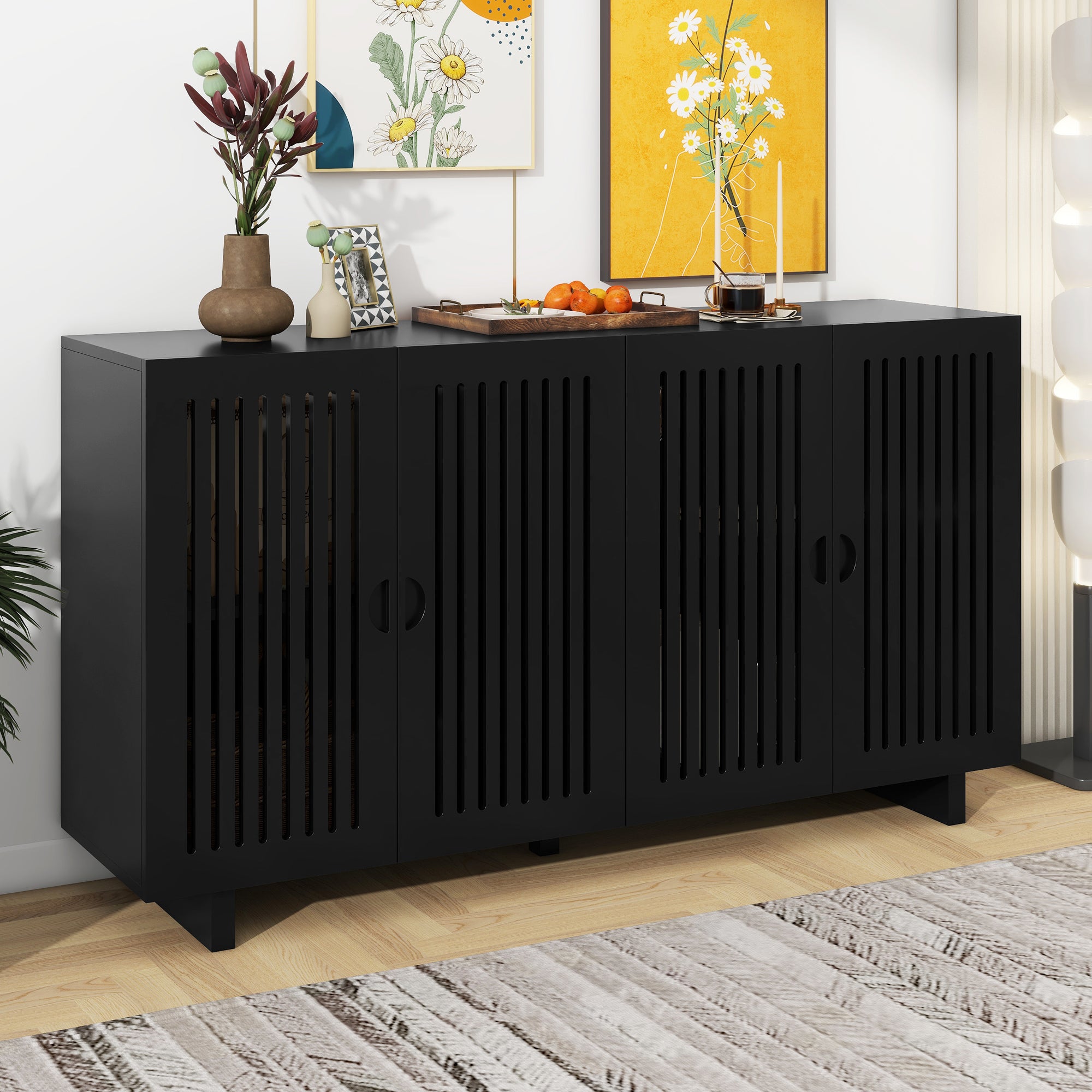 Modern Style Sideboard with Superior Storage black-dining room-adjustabel shelves-mdf
