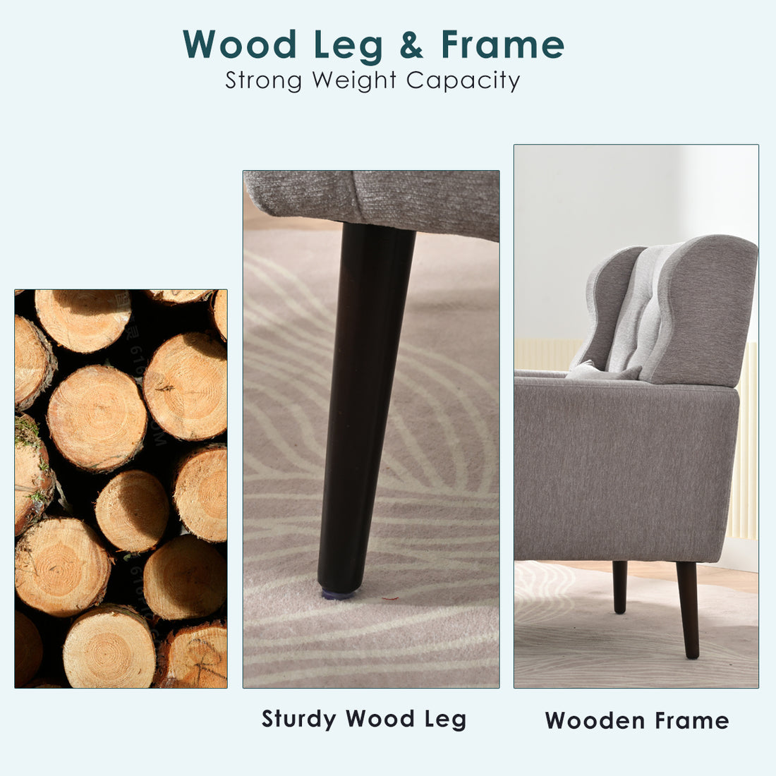 Modern Accent Chair,Chenille Arm Chairs For Living Room,Upholstered Mordern Armchair,Comfy Soft Padded Lounge Chair In Small Space, Bedroom, W Pillow, Solid Wood Leg Gray Grey Light Brown Primary Living Space Modern Rubberwood Foam Chenille