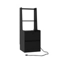 Nightstand With Charging Station, Smart Nightstand With Night Light, Modern Night Stand With Bookshelf, Bedside Tables With Storage Cabinet For Bedroom, Black Black Mdf