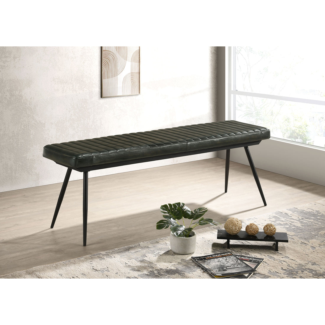 Espresso And Black Tufted Cushion Side Bench Black Dining Room Rectangular Industrial Dining Chairs Foam Upholstered