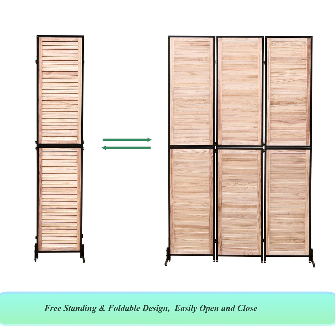 3 Panel Room Dividers And Folding Privacy Screen Natural Wooden Room Partitions 6Ft Wall Divider For Room Separation Natural Natural Metal & Wood