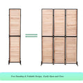3 Panel Room Dividers And Folding Privacy Screen Natural Wooden Room Partitions 6Ft Wall Divider For Room Separation Natural Natural Metal & Wood
