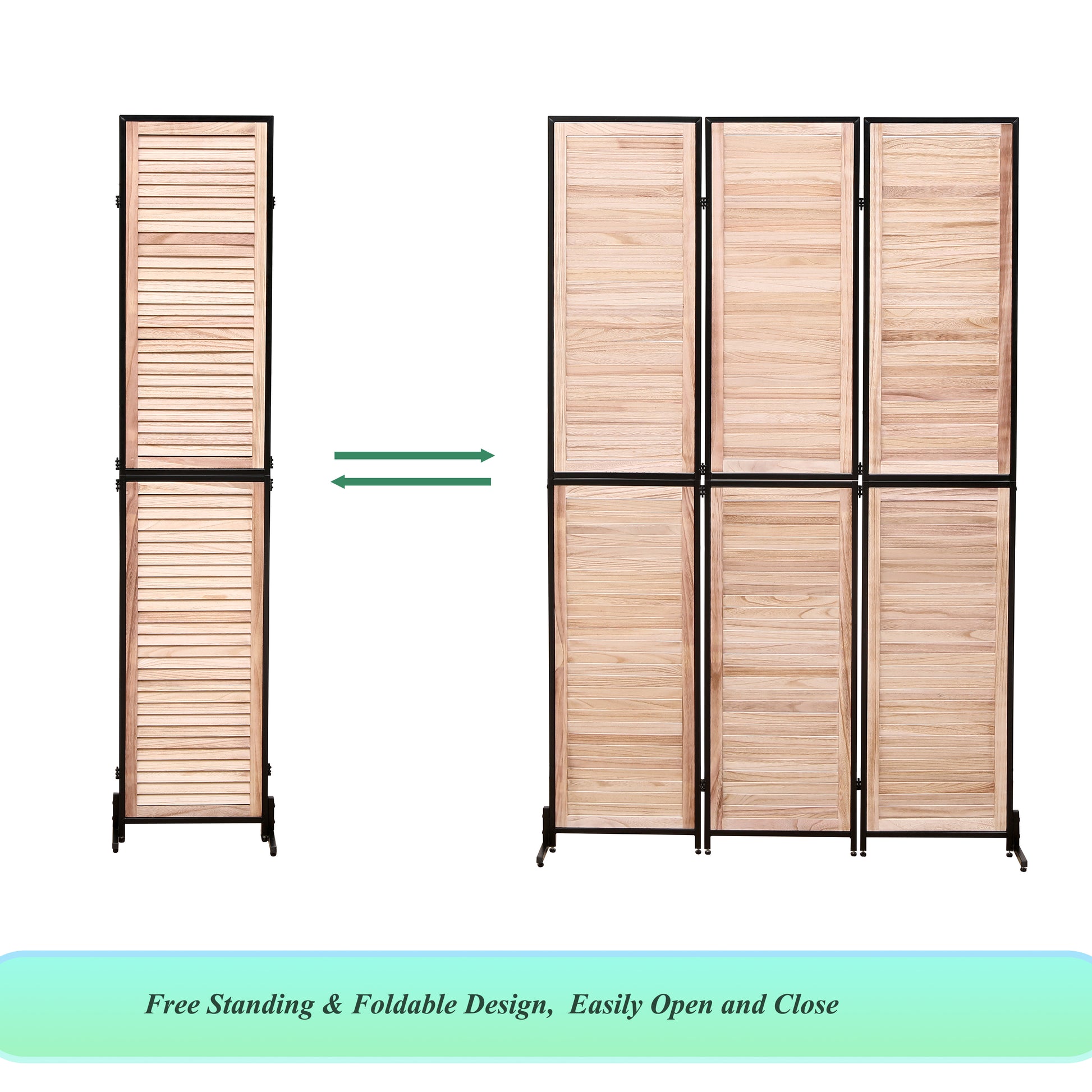 3 Panel Room Dividers And Folding Privacy Screen Natural Wooden Room Partitions 6Ft Wall Divider For Room Separation Natural Natural Metal & Wood