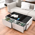 Modern Smart Coffee Table with Built in Fridge white+black-built-in outlets or usb-primary