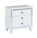 Contemporary Nightstands With Mirror Frame Accents, Bedside Table With Two Drawers And One Hidden Drawer, End Table With Crystal Pull For Living Room,Bedroom, White White 3 Drawers Solid Wood Mdf