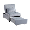 Modern Lift Top Storage Bench With Pull Out Bed 1Pc Gray Velvet Tufted Solid Wood Furniture Convertible Chair Gray Velvet Grey Contemporary,Modern Flip Top Solid Wood