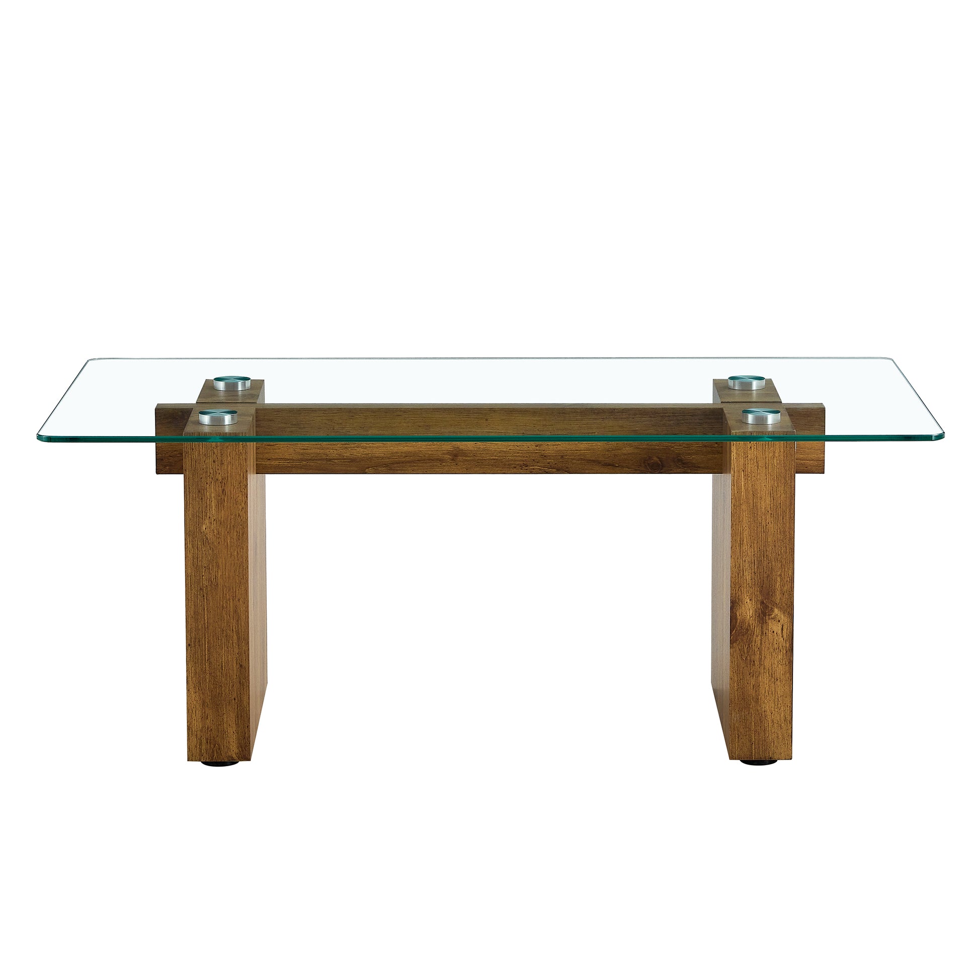 Modern Minimalist Transparent Tempered Glass Coffee Table And Dining Table, Paired With Wooden Mdf Decorative Columns. Computer Desk. Game Table. Ct 1546 Transparent Mdf Glass