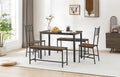 Dining Table Set, Barstool Dining Table With 2 Benches 2 Back Chairs, Industrial Dining Table For Kitchen Breakfast Table, Living Room, Party Room, Rustic Brown And Black,43.3 L X 23.6 W X 29.9 H Rustic Brown Seats 6 Particle Board