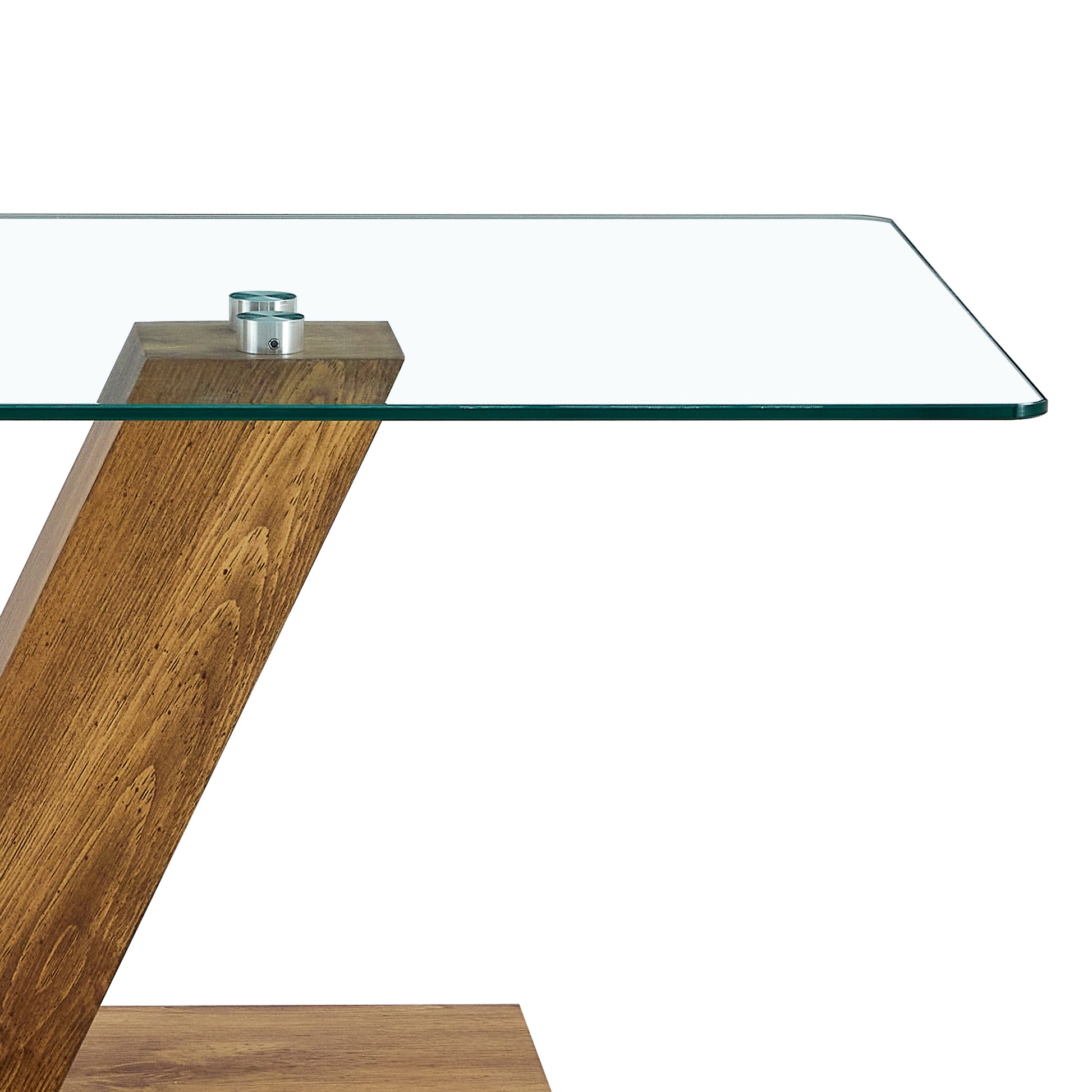 A Modern Minimalist Style Coffee Table. Transparent Tempered Glass Tabletop With Wooden Mdf Columns. Suitable For Living Room And Dining Room. Ct V Transparent Mdf Glass