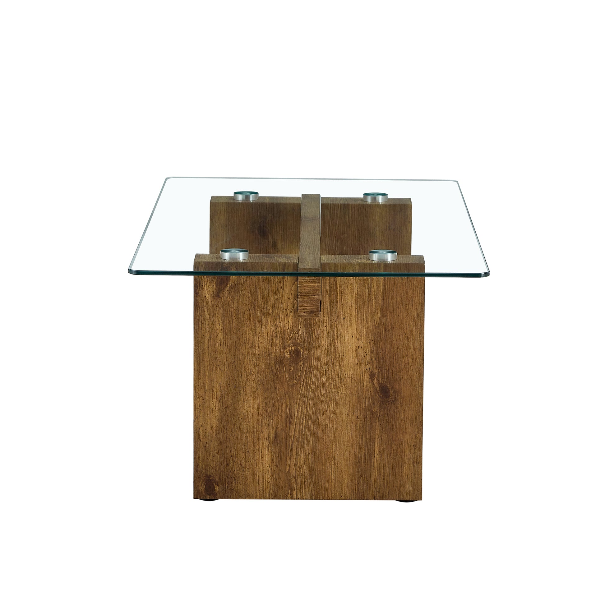 Modern Minimalist Transparent Tempered Glass Coffee Table And Dining Table, Paired With Wooden Mdf Decorative Columns. Computer Desk. Game Table. Ct 1546 Transparent Mdf Glass