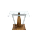 Modern Minimalist Transparent Tempered Glass Coffee Table With Wooden Mdf Legs And Stainless Steel Decorative Columns. Computer Desk. Game Table. Ct 907 Transparent Mdf Glass