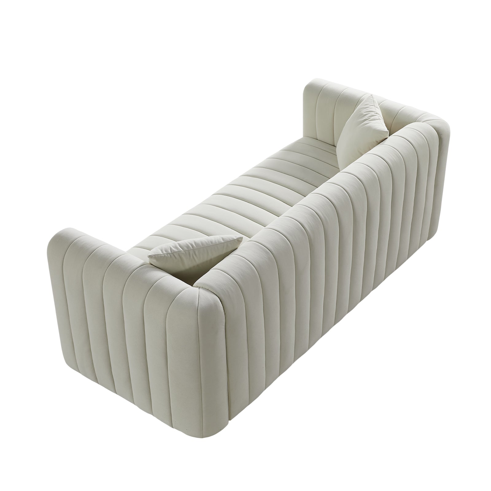 79.92" Modern Vertical Channel Tufted Velvet Sofa,Comfortable Sofa For Living Room White White Velvet 3 Seat