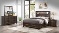 Kenzo Modern Style Queen 4Pc Storage Bedroom Set Made With Wood, Led Headboard, Bluetooth Speakers & Usb Ports Walnut Box Spring Not Required Queen Walnut Wood 4 Piece Set Bedroom Bed Included,Dresser Included,Mirror Included,Nightstand Included