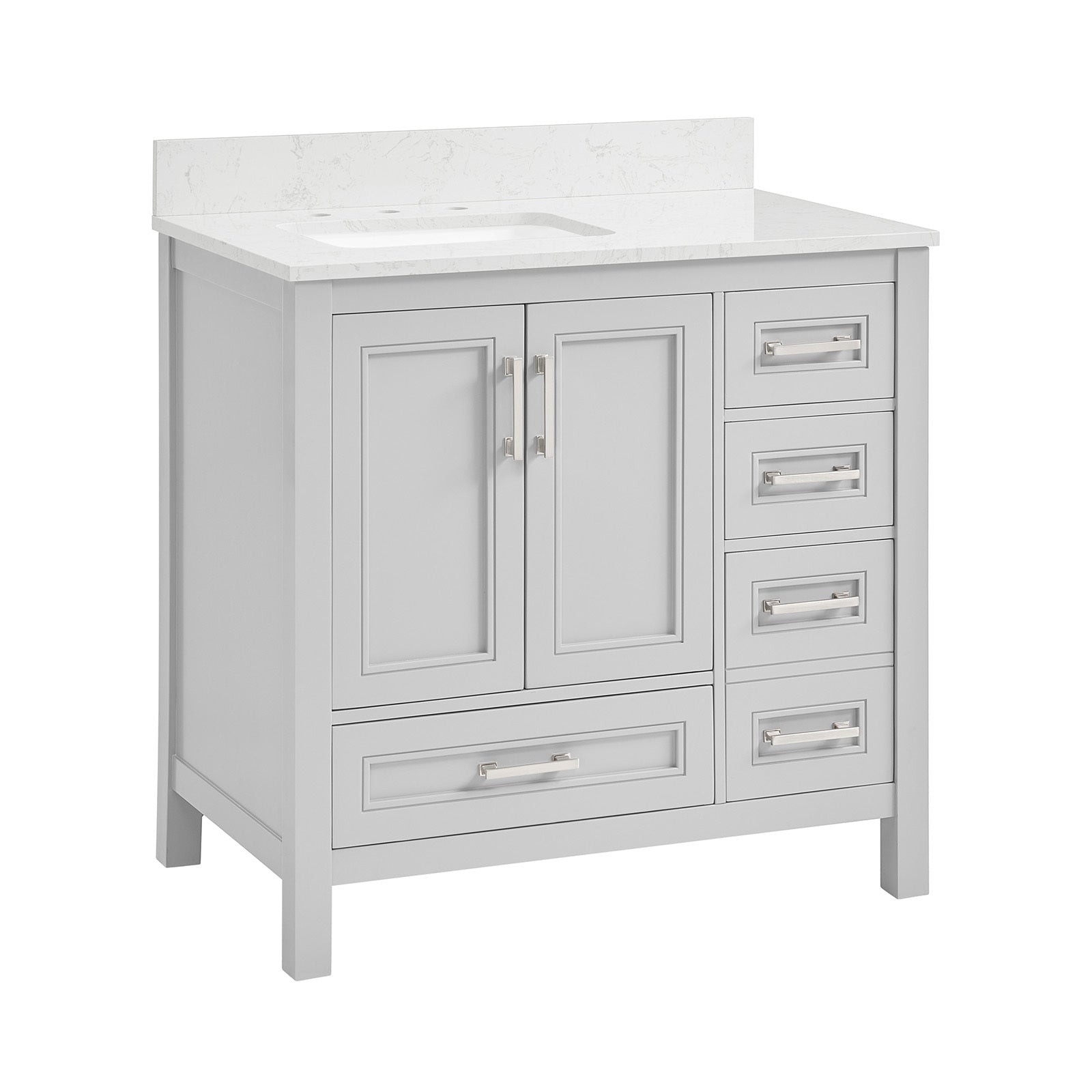 36 in Undermount Single Sink Bathroom Storage Cabinet light gray-2-4-36 to 47 in-36 to 59 in-soft close