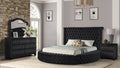 Queen 4 Pc Bedroom Set Made With Wood In Black Color Box Spring Not Required Queen Black Wood 4 Piece Set Bedroom Bed Included,Dresser Included,Mirror Included,Nightstand Included Contemporary,Modern Upholstered Velvet Tufted Wood