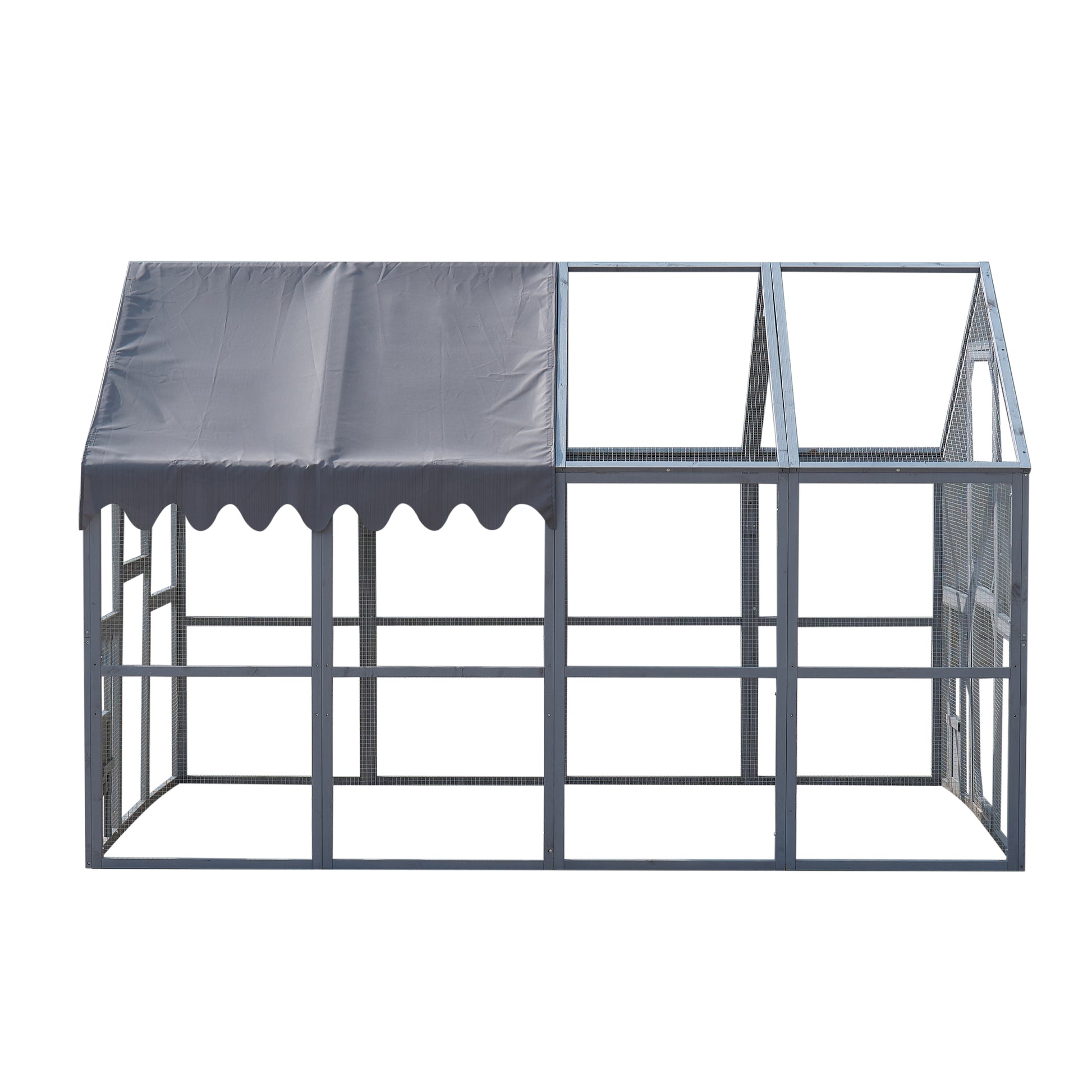 Outdoor Chicken Coop Enclosures 110" Large Kitten Playpen ,Upgrade Waterproof Cover Grey Gray Metal & Wood