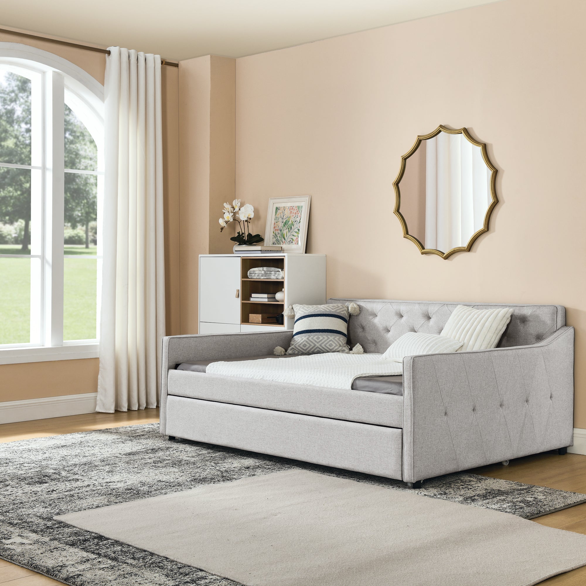 Full Size Daybed with Twin Size Trundle Upholstered box spring not