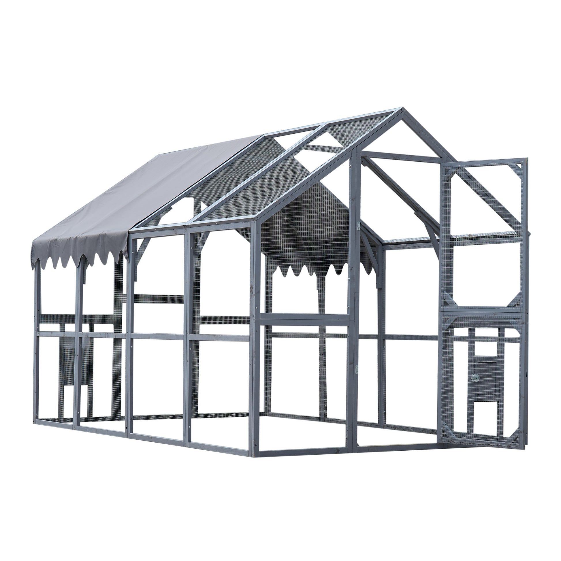 Outdoor Chicken Coop Enclosures 110" Large Kitten Playpen ,Upgrade Waterproof Cover Grey Gray Metal & Wood