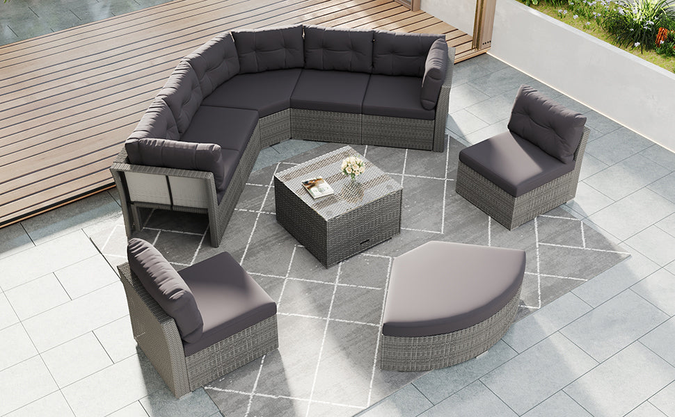 Patio Furniture Set Outdoor Furniture Daybed Rattan Sectional Furniture Set Patio Seating Group With Cushions And Center Table For Patio, Lawn, Backyard, Pool, Grey Yes Grey Water Resistant Frame Water Resistant Cushion Garden & Outdoor Sectional Seating