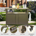 Grill Carts Outdoor Storage Cabinet with Wheels, Metal brown-aluminum