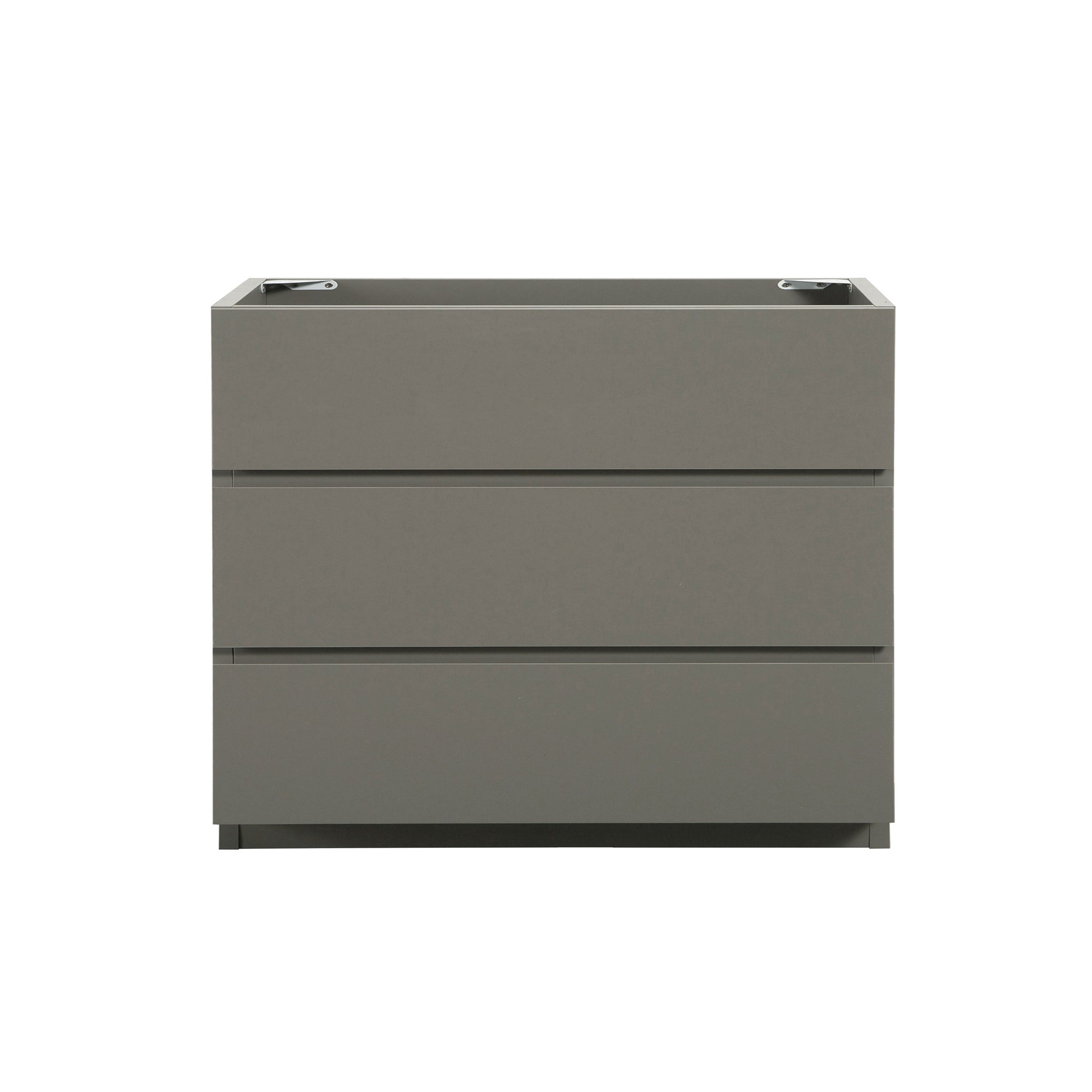 Alice 36F 102,Floor Cabinet Without Basin, Gray Color, With Three Drawers, Pre Assembled Gray Melamine