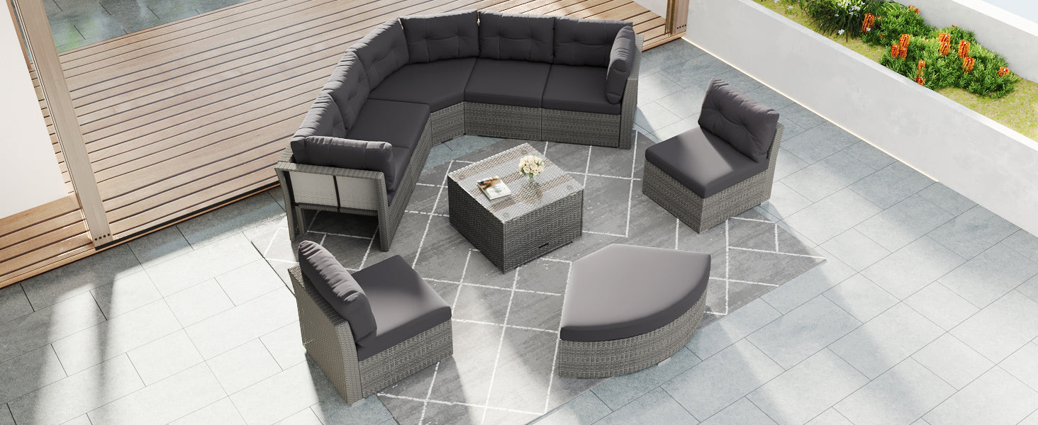 Patio Furniture Set Outdoor Furniture Daybed Rattan Sectional Furniture Set Patio Seating Group With Cushions And Center Table For Patio, Lawn, Backyard, Pool, Grey Yes Grey Water Resistant Frame Water Resistant Cushion Garden & Outdoor Sectional Seating