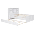 Full Size Platform Bed With Storage Headboard, Charging Station, Twin Size Trundle And 3 Drawers, Antique White Box Spring Not Required Twin Antique White Wood Bedroom Bed Frame Solid Wood Mdf