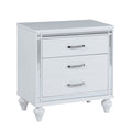 Contemporary Nightstands With Mirror Frame Accents, Bedside Table With Two Drawers And One Hidden Drawer, End Table With Crystal Pull For Living Room,Bedroom, White White 3 Drawers Solid Wood Mdf