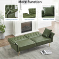 67.71 Inch Faux Leather Sofa Bed With Adjustment Armres Green Foam Pvc 2 Seat