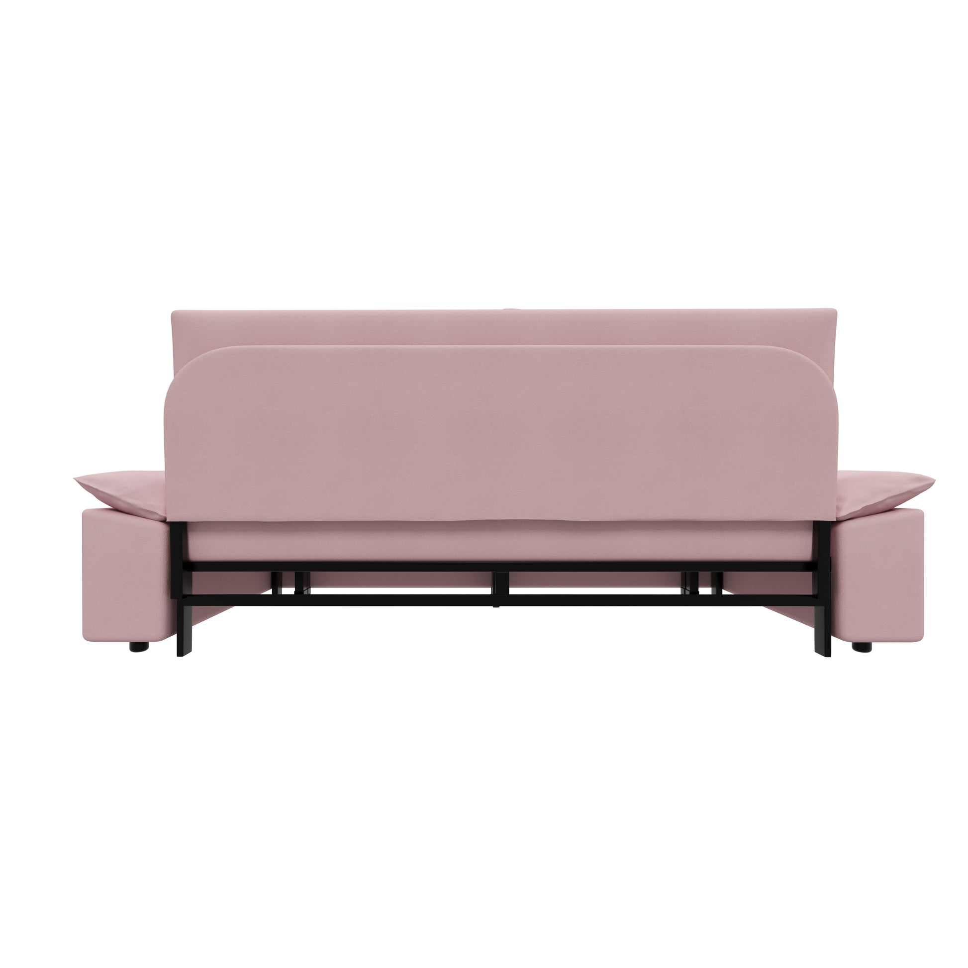 70.1" Queen Pull Out Sofa Bed, 3 In 1 Convertible Sleeper Sofa With 2 Soft Pillows,Multi Functional Velvet Loveseat Bed,Pink Pink Velvet 2 Seat