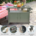Grill Carts Outdoor Storage Cabinet with Wheels, Metal grey-aluminum