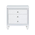 Contemporary Nightstands With Mirror Frame Accents, Bedside Table With Two Drawers And One Hidden Drawer, End Table With Crystal Pull For Living Room,Bedroom, White White 3 Drawers Solid Wood Mdf