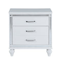 Contemporary Nightstands With Mirror Frame Accents, Bedside Table With Two Drawers And One Hidden Drawer, End Table With Crystal Pull For Living Room,Bedroom, White White 3 Drawers Solid Wood Mdf