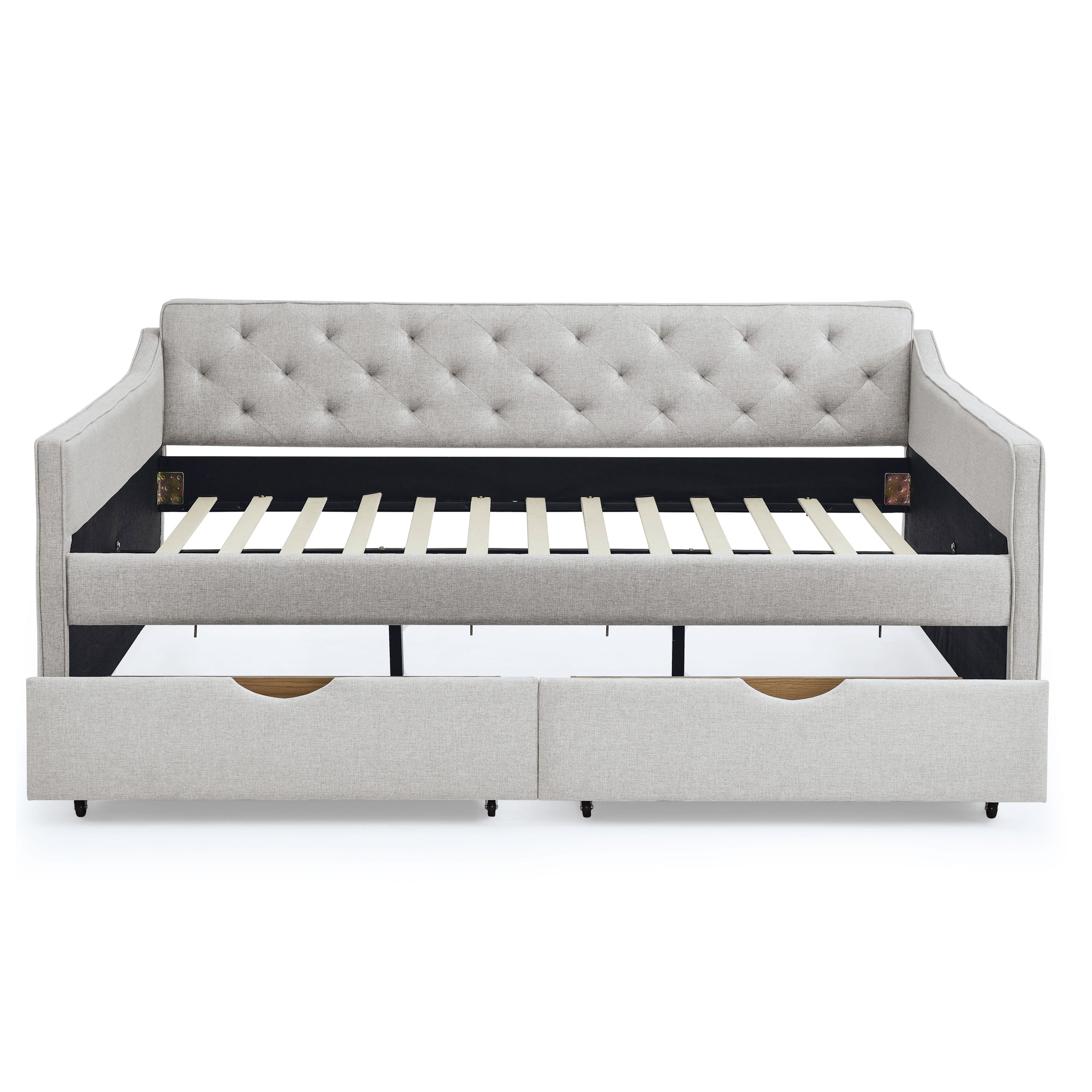 Queen Size Daybed with Drawers Upholstered Tufted Sofa box spring not