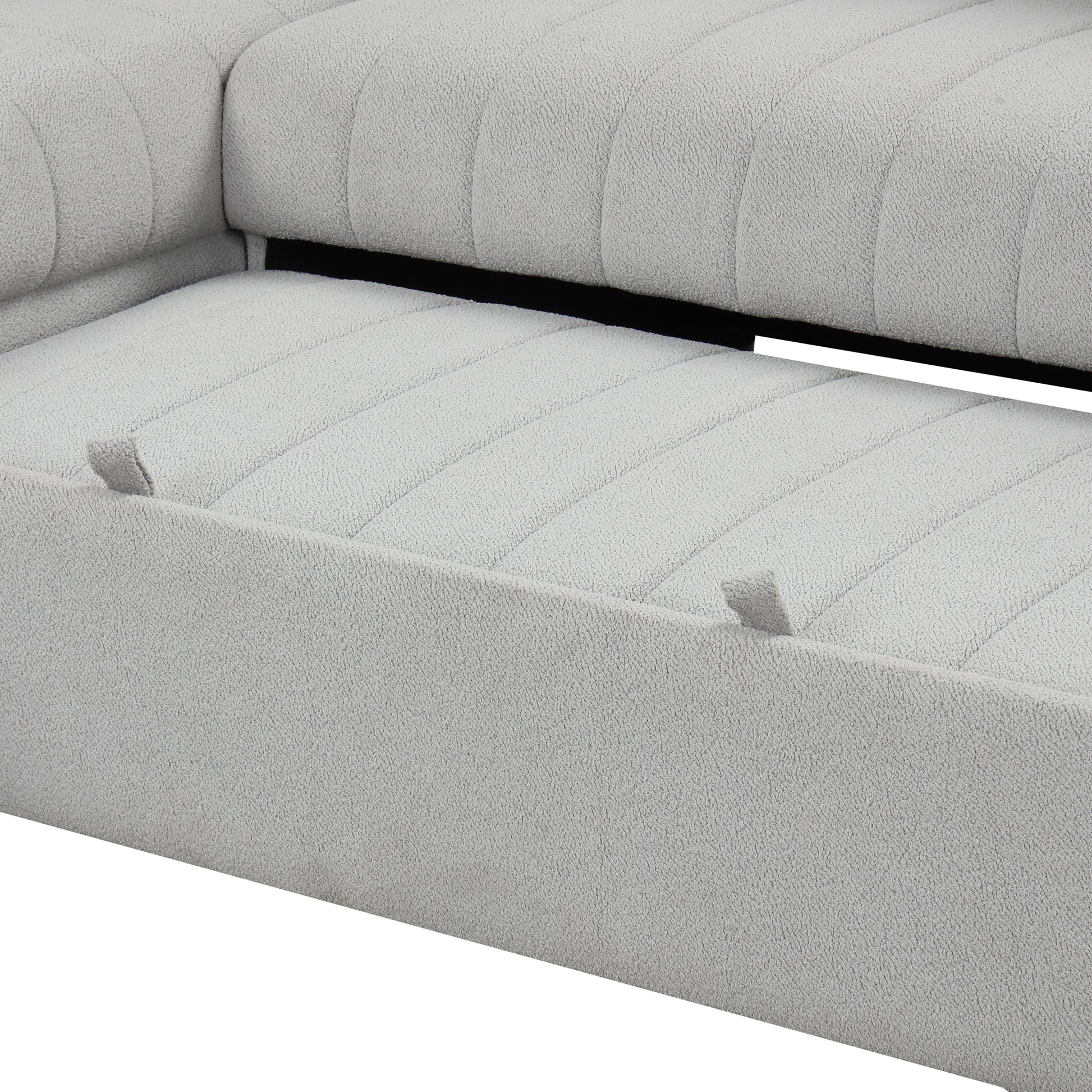 82.6" L Shaped Sectional Pull Out Sofa Bed Sleeper Sofa With Two Usb Ports, Two Power Sockets And A Movable Storage Ottoman, Gray Gray Foam Polyester