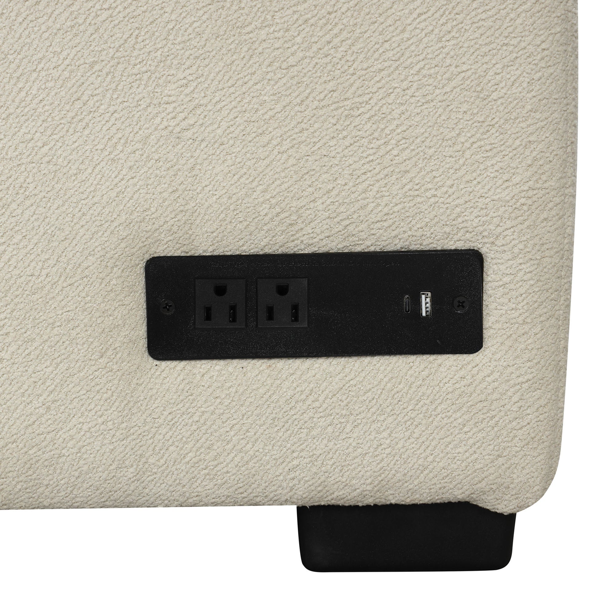 82.6" L Shaped Sectional Pull Out Sofa Bed Sleeper Sofa With Two Usb Ports, Two Power Sockets And A Movable Storage Ottoman, Beige Beige Foam Polyester