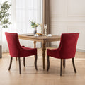 Ultra Side Dining Chair,Thickened Fabric Chairs With Neutrally Toned Solid Wood Legs,Bronze Nail Head,Set Of 2,Wine Red,Burdy,Sw1807Wr Burgundy Dining Room American Design Dining Chairs Set Of 2 Foam Fabric