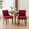 Ultra Side Dining Chair,Thickened Fabric Chairs With Neutrally Toned Solid Wood Legs,Bronze Nail Head,Set Of 2,Wine Red,Burdy,Sw1807Wr Burgundy Dining Room American Design Dining Chairs Set Of 2 Foam Fabric