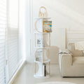 Display Shelf,4 Tier Floor Standing Organizer,Modern Style,360 Rotation,Stable And Solid,Holds Books And Displays,Suitable For Living Room And Bedroom 4 White White Corner Primary Living Space Open