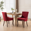 Ultra Side Dining Chair,Thickened Fabric Chairs With Neutrally Toned Solid Wood Legs,Bronze Nail Head,Set Of 2,Wine Red,Burdy,Sw1807Wr Burgundy Dining Room American Design Dining Chairs Set Of 2 Foam Fabric