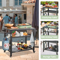 3 Shelf Outdoor Grill Table, Grill Cart Outdoor with grey-stainless steel